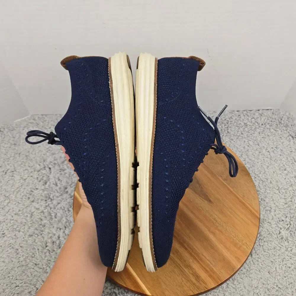 Cole Haan Mens 10M OriginalGrand Wingtip Navy Ivory Stitchlite Oxford Sneaker